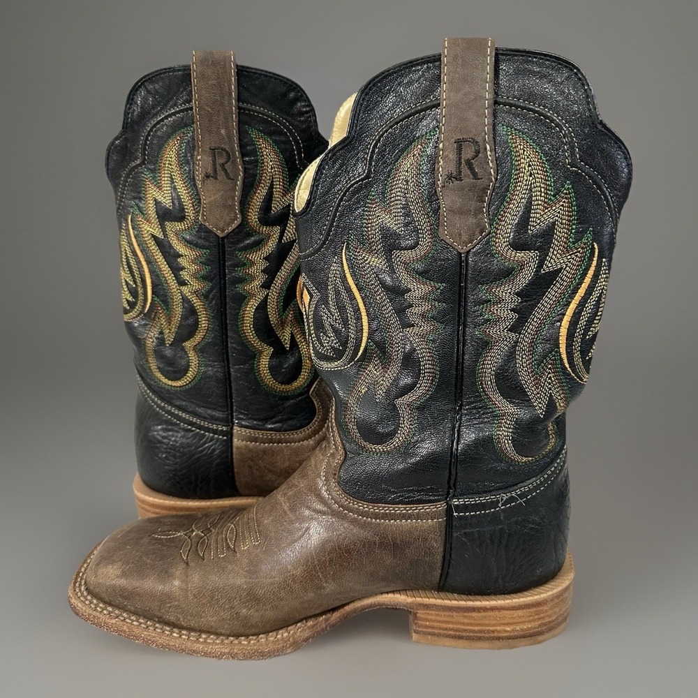 R. Watson Square Toe Cowboy Leather Boots Antique Meil Goat Soft Mens Size 8 EE